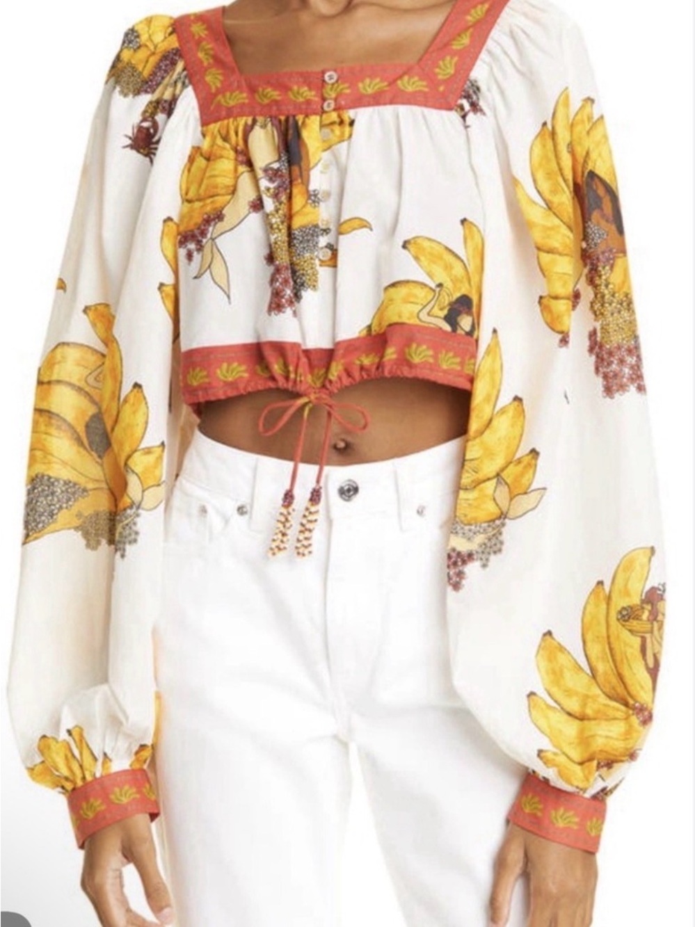 💛 FARM RIO Banana Crop Top in White Mermaid 💛